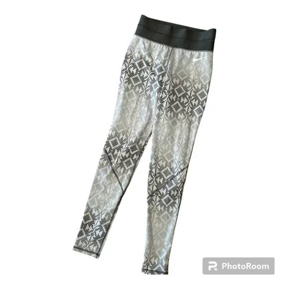 Nike Pro Combat Leggings Hyperwarm Geometric Print Size XS - Picture 2 of 11